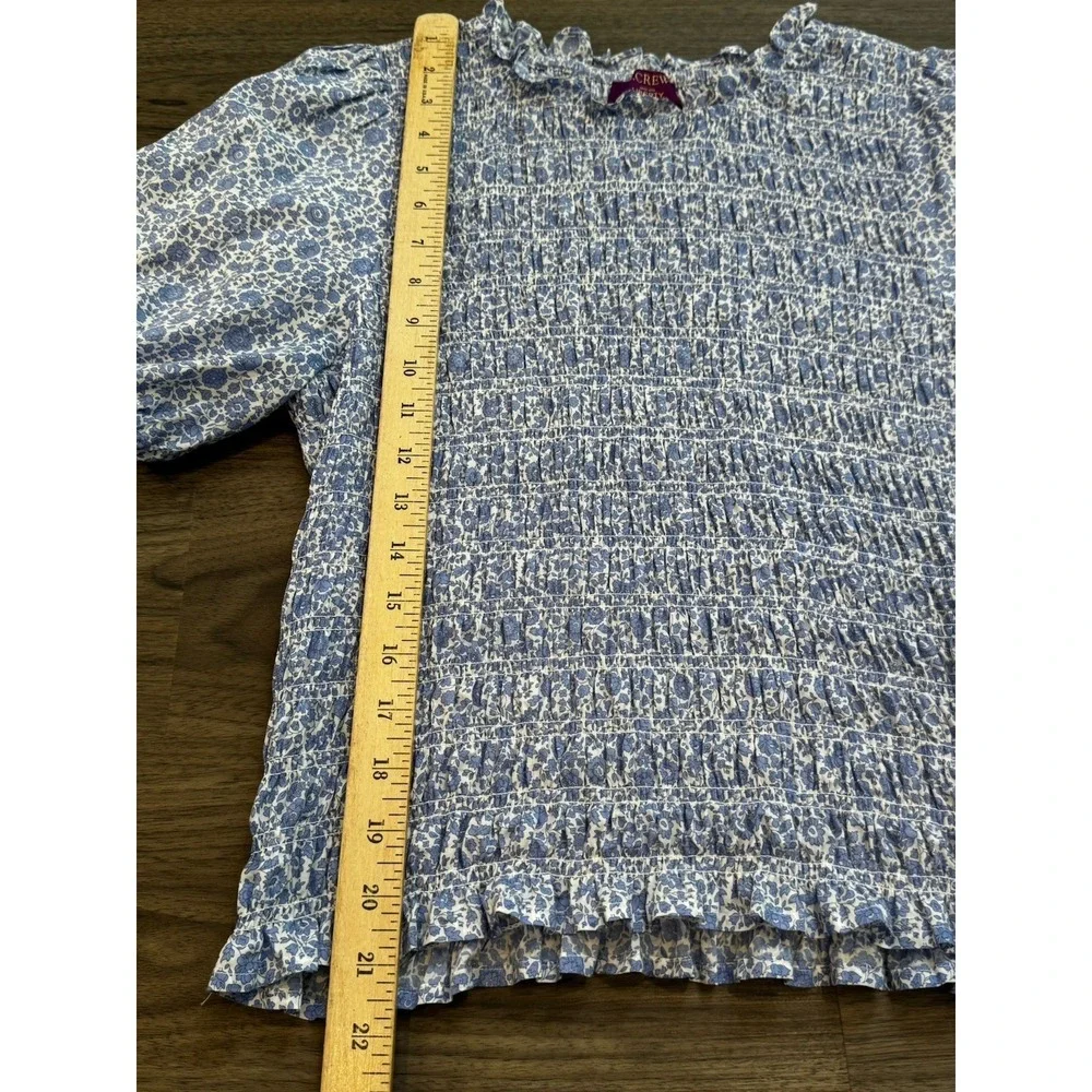 J. Crew‎ Smocked Top M Liberty D'Anjo Floral Puff Sleeve Cottagecore Coquette
